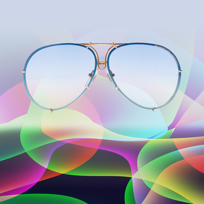 Shows Picture of Sunglasses-blue-glasses-gold-frame-on-colorful-background-light-blue.png