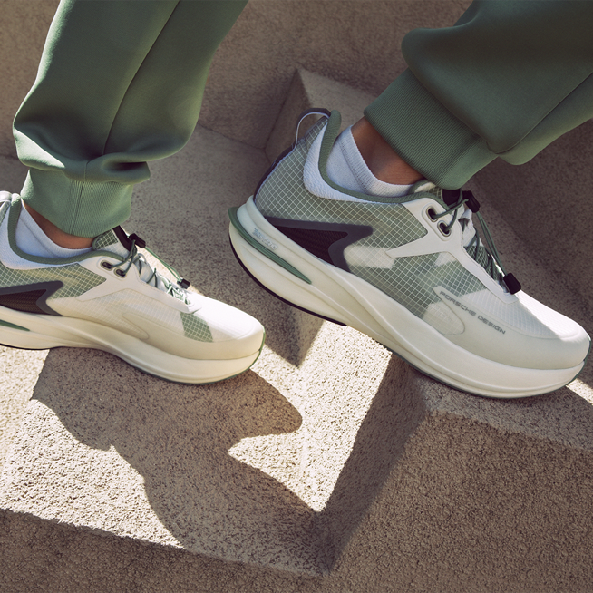 Shows Picture of Sneaker_Green_On_Steps_matching_Jogpants.png