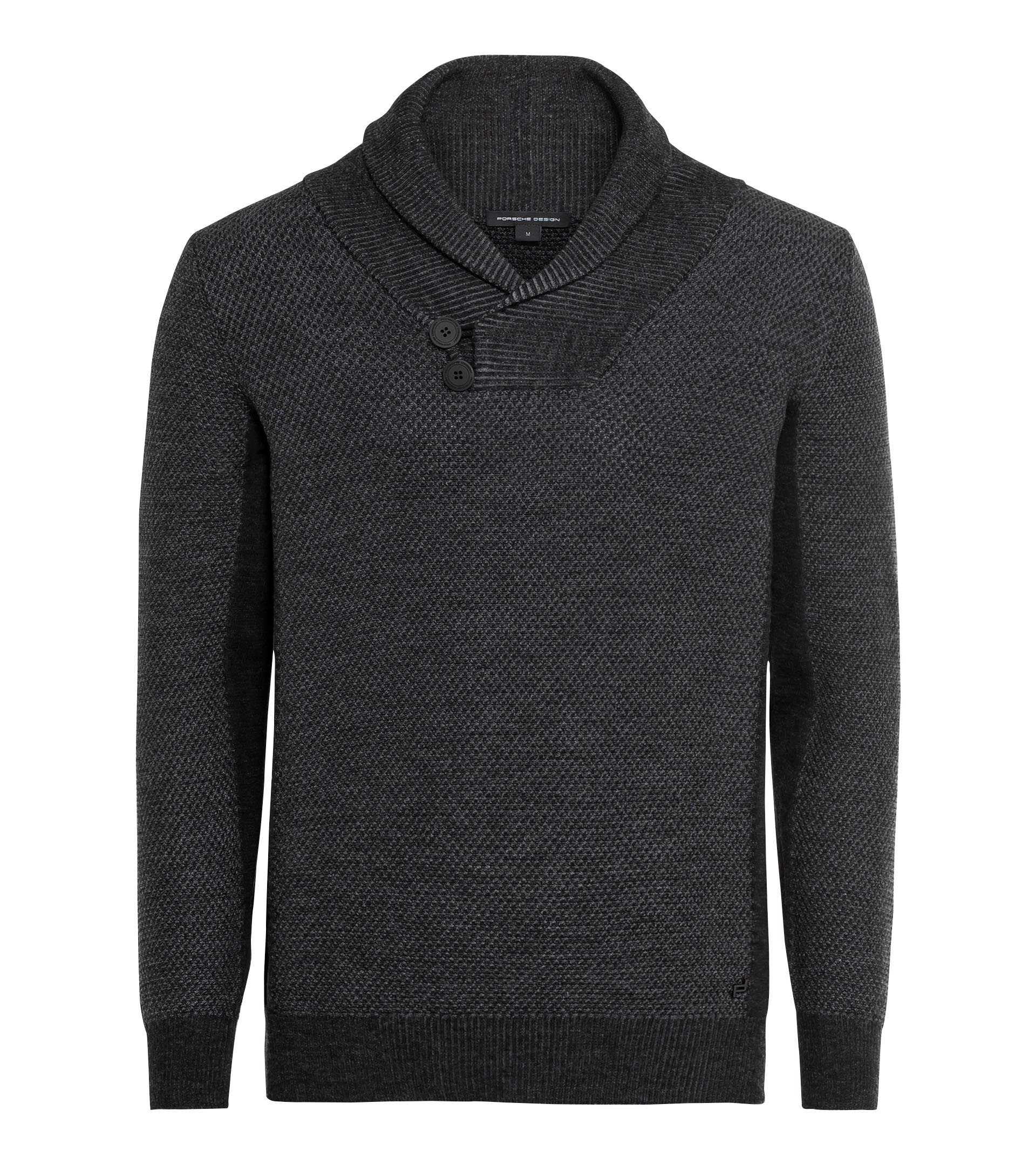 Artikel klicken und genauer betrachten! - Moderne Dynamik und zeitloser Komfort – der luxuriöse Porsche Design Shawl Collar Sweater vereint scheinbare Gegensätze mühelos in einem stilvollen Design. Der Strickpullover aus weicher Merinowolle wird in kleiner Auflage in Italien gefertigt. Ein wärmender und zugleich stylisher Schalkragen verleiht dem gerade geschnittenen Herren-Pullover einen entspannten Look. | im Online Shop kaufen