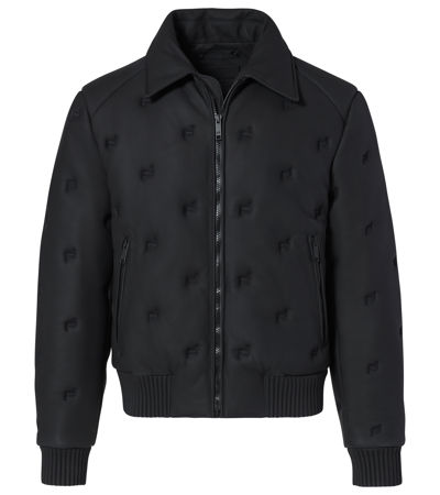 LOUIS VUITTON Perforated Mix Leather Blouson Black. Size 54