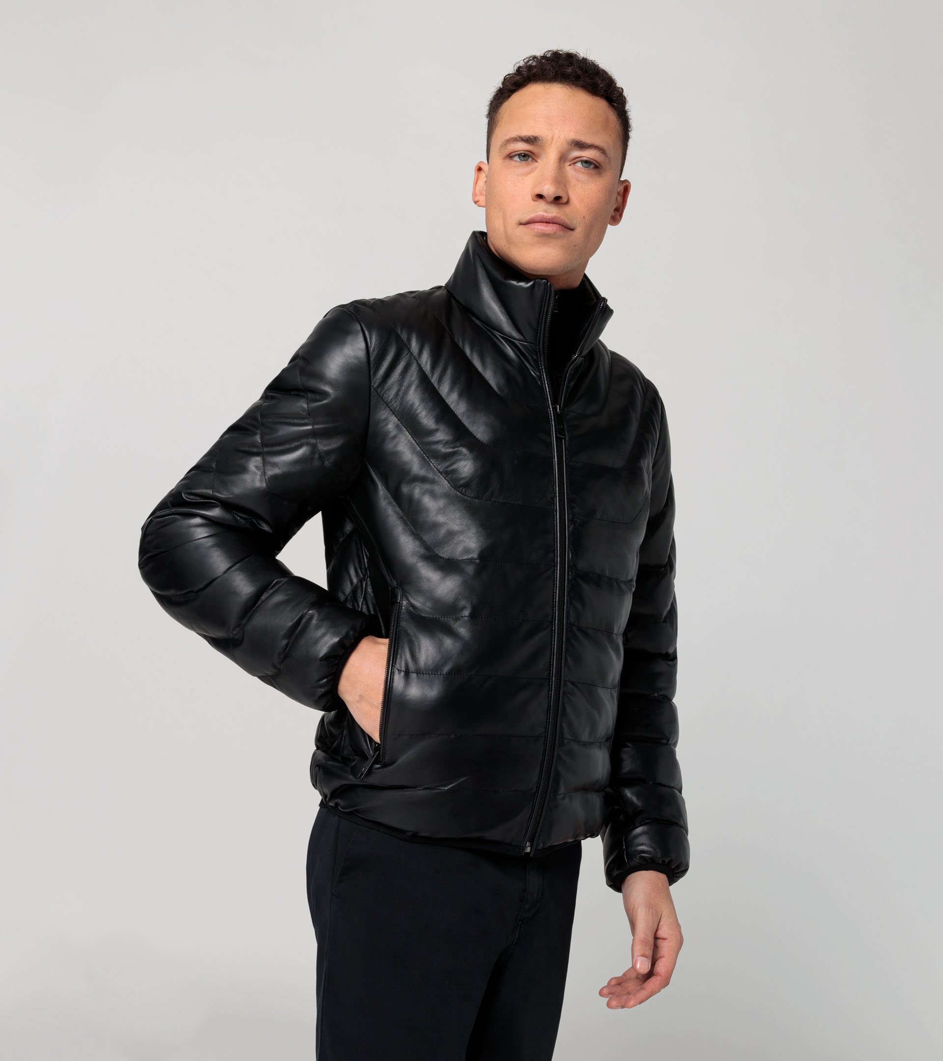 Athleisure padded leather jacket - Designer Men's Jackets & Coats ...