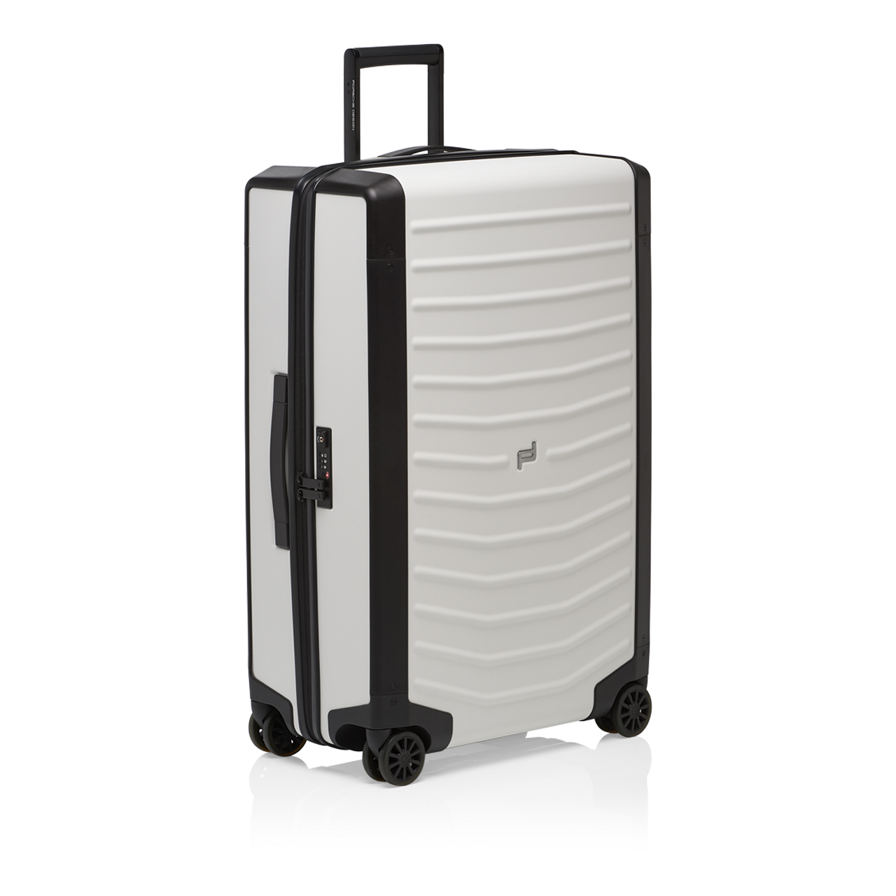 white hard case luggage